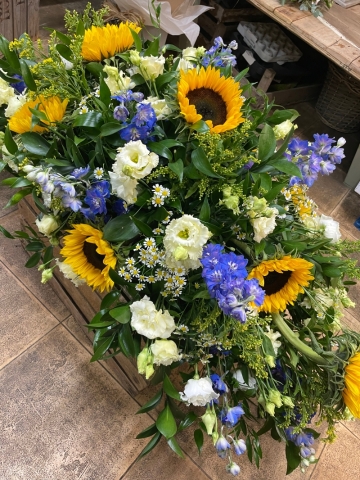 Sunflower & Blue Delphinium Double Ended Spray