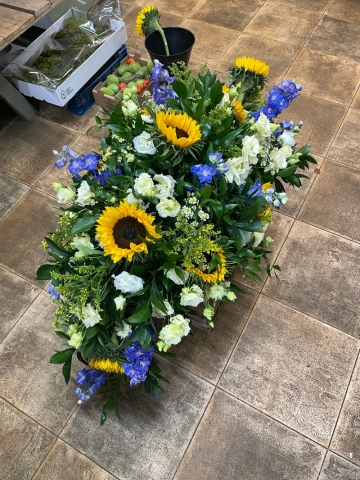 Sunflower & Blue Delphinium Double Ended Spray