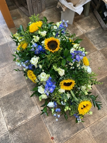 Sunflower & Blue Delphinium Double Ended Spray